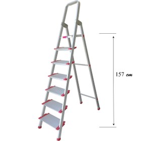تصویر نردبان 7 پله آلومینیومی آلوپات مدل یک طرفه 2 متری 