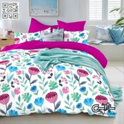 تصویر لحاف روتختی دخترانه آبرنگی سرخابی سفید - کتان (303) 
