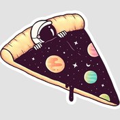تصویر استیکر آدم فضایی و پیتزا Astronaut and Pizza 