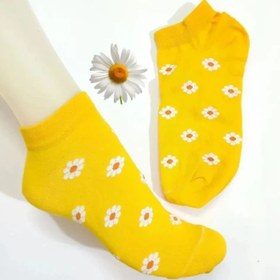 تصویر جوراب زنانه ی ساق کوتاه مدل چوبان یاستئغی ( گل بابونه ) نخی بسته ی 6 جفتی Women Chamomile flower model socks (6 Pack)