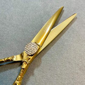 تصویر قیچی فینی طلائی دو نگینه قرمز Finny Gold Scissors With red gems (5‌inches)