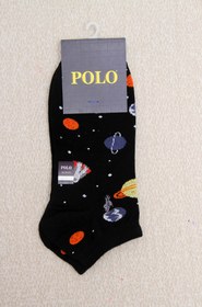 تصویر جوراب مردانه مچی برند POLO طرح کهکشان - مشکی 