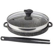 تصویر تابه گریل پرانی کد 5010 سایز 30 به همراه انبر مبلمونسرا مدل 200712 