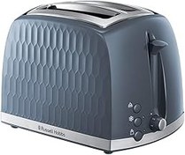 تصویر Russell Hobbs Honeycomb 2 Slice Toaster (شکاف های فوق العاده گسترده ، ویژگی آسانسور بالا ، 6 سطح قهوه ای ، عملکرد یخ زده/لغو/مجدداً ، سینی خرده ریز قابل جابجایی ، 850W ، براق بالای خاکستری) 26063 Russell Hobbs Honeycomb 2 Slice Toaster (Extra wide slots, High lift feature, 6 Browning levels, Frozen/Cancel/Reheat function, Removable crumb tray, 850W, Grey textured high gloss) 26063