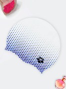 تصویر کلاه استخر آرنا ( Arena ) سفید با لوزی های آبی رنگ سیلیکونی اعلا زنانه و مردانه 