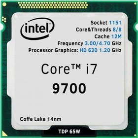 تصویر سی پی یو باکس اینتل مدل Core i7-9700 ا Intel Core i7-9700 Box CPU Intel Core i7-9700 Box CPU