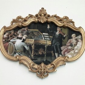 تصویر تابلو پلی استر مخمل پتینه طرح پیانو 