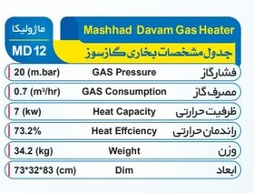 تصویر بخاری دودکش دار مشهد دوام مدل MD12 ماژولیکا (ظرفیت 12000) سری 300 