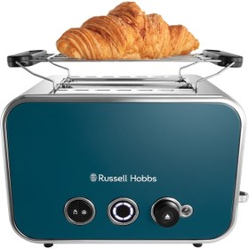 تصویر Toaster Russell Hobbs [برای 2 برش] تمایزهای استیل ضدزنگ اقیانوس آبی (شکافهای اضافی گسترده ، شامل قفسه گرمایش ، 6 حالت قهوه ای ، عملکرد یخ زدگی و گرمایش ، عملکرد آسانسور و نگاه ، 1600 W) 26431-56 Russell Hobbs Toaster [For 2 Cuts] Distinctions Stainless Steel Ocean Blue (Extra Wide Slots, Incl. Heating Rack, 6 Browning Modes, Defrost &amp; Heating Function, Lift &amp; Look Function, 1600 W) 26431-56