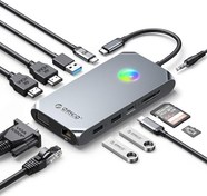 تصویر هاب و داک استیشن 12 پورت اوریکو USB C Docking Station, ORICO 12 in 1 RGB Adapter xcr-x1 