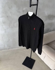 تصویر پلیور بافتی Cable-knit Sweater در سه رنگ و نماد سوارکاری - سفید / S Cable-knit Sweater