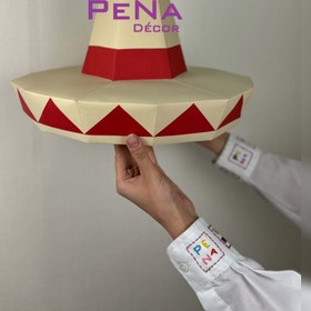 تصویر دکور سر مانکن کلاه مکزیکی - کرم Mexican hat mannequin head decor