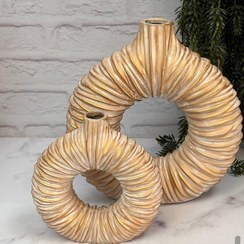 تصویر ست گلدان دکوری مدل دوناتی چروک مجموعه ۲ عددی 