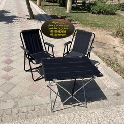 تصویر ست میز و صندلی تاشو مسافرتی ۲ نفره فوم دار با کاور و دسته مقاوم 