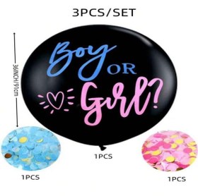 تصویر بادکنک تعیین جنسیت نوزاد 3pcs/Pack 36-Inch Gender Reveal Balloons, Black Round Latex Balloons For Gender Reveal Party Decorations, Random Mixed Colors