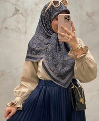 تصویر روسری ابریشم ژاکارد لمه دار کد ۱۵۴ 