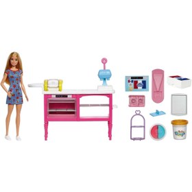 تصویر عروسک باربی و لوازم جانبی، عروسک "مالیبو" و 18 قطعه لوازم تهیه شیرینی برند barbie Barbie Doll and Accessories, “Malibu” Doll and 18 Pastry-Making Pieces