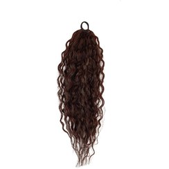 تصویر اکستنشن مو زنانه مدل فر رنگ قهوه ای تیره 