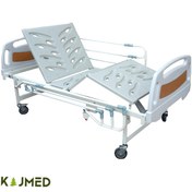 تصویر تخت بیمارستانی سه شکن مکانیکی با تنظیم ارتفاع Hospital patient bed three mechanical breakers