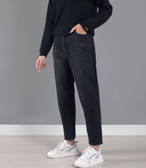 تصویر شلوار جین زنانه مام فیت رنگ ذغالی سایز بزرگ 