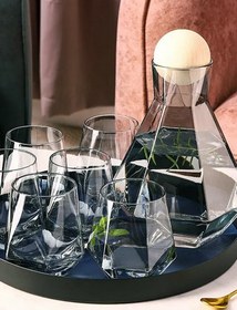 تصویر پارچ و لیوان ۶ضلعی 