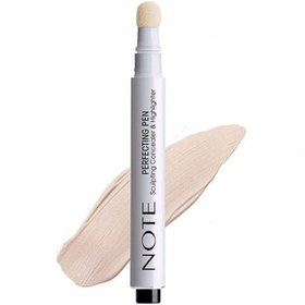 تصویر کانسیلر و هایلایتر پمپی پرفکتینگ نوت شماره 04 رنگ بژ طلایی حجم 3 میل Note perfecting Sculping Concealer & Highliter Pen No. 04