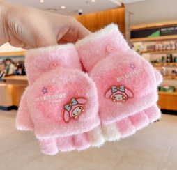 تصویر دستکش نیم انگشت کلاهدار خارجی کرومی 