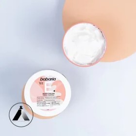 تصویر کرم بدن کاسه ای باباریا babaria حاوی ویتامین E مناسب پوست خشک حجم 400 میل VIT E BODY CREAM babaria 400 ml