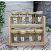 تصویر استند ادویه کشویی ۸ تایی دو طبقه‎ 