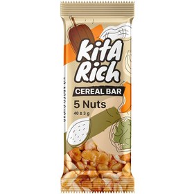 تصویر سریال بار 5 مغز وزن 40 گرم کیتاریچ Kitarich Cereal bar 5 Nuts 40 gr