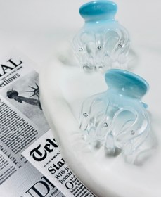 تصویر کلیپس گوجه ای شیشه ای دورنگ - آبی 