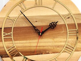 تصویر ساعت دیواری جدید چوبی قطر 50 چوب گردو New Wooden Wall Clock