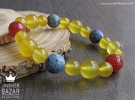 تصویر دستبند سنگی جید و عقیق و لاجورد خوش رنگ زنانه - کد 44013 