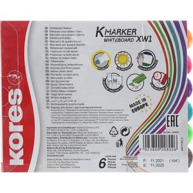 تصویر ماژیک وایت‌برد کورس مدل XW1 بسته 6 عددی ا Kores KMarker Whiteboard XW1-6 Pack Kores KMarker Whiteboard XW1-6 Pack