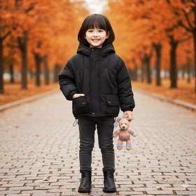 تصویر کاپشن مشکی بچگانه تک رنگ وارداتی - سایز 11 