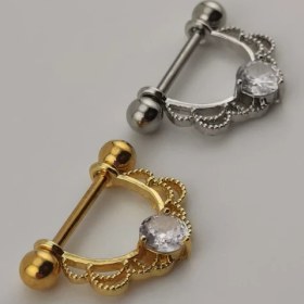 تصویر پیرسینگ نیپل (سینه) تک نگین کد ۲۰۳ 