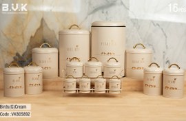 تصویر سرویس آشپزخانه 16 پارچه بی وی کی مدل برد (پرنده ) کرم 