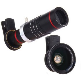 تصویر لنز کلیپسی موبایل تلسکوپی + واید Telescope And Wide Clip Lens Mobile Phone 18X 