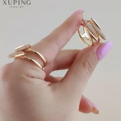 تصویر انگشتر زنانه ژوپینگ مدل خطی نگین‌دار فری سایز 