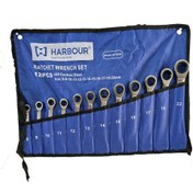 تصویر ست آچار یک سر تخت یک سر رینگ جغجغه هاربر 12 عددی مدل h1200r 