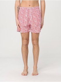 تصویر لباس شنا مردانه الاستیک با کمر بسته با طول کوتاه برند الگوی متنی قرمز سفید EM000583 AF12343-F5006 مایو طرح دار مردانه | امپوریو آرمانی Emporio Armani EM000583 AF12343 