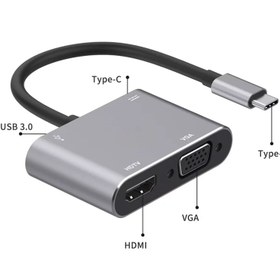 تصویر تبدیل تایپ سی به HDMI/VGA/USB/USB-C اونتن مدل ONTEN OTN-95112 