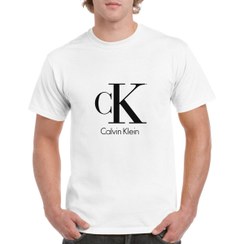 تصویر تیشرت آستین کوتاه سفید طرح برند Calvin Klein | استایل لوکس | کد BR082 calvin-klein-tshirt-br082
