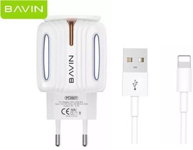 تصویر شارژر دیواری فست شارژ لایتنینگ باوین BAVIN 2.4A Dual Port USB Adapter Charger PC265Y 