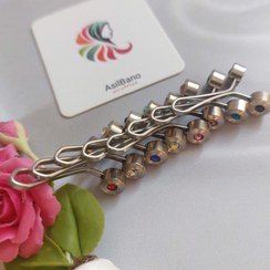 تصویر گیره روسری اصیل بانو با سر مهره برنزی با نگین های متنوع (12 عددی) 