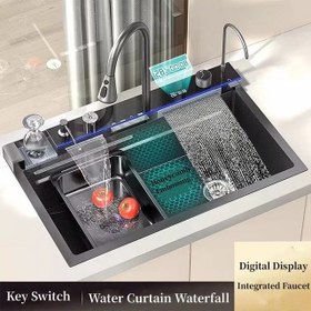 تصویر سینک ظرفشویی آبشاری مدل پیانویی 4 کلید 