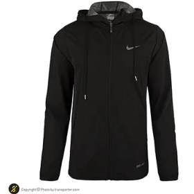 تصویر بادگیر گورتکس مردانه کلاه دار طرح نایک | مشکی 