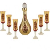 تصویر سرویس تنگ و گیلاس ۷ پارچه مدل سلطان طرح طلاکوب 