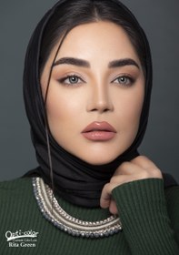 تصویر لنز چشم رنگی اُپتی کالر مدل Rita-Green سبز دور دار 