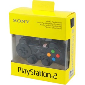 تصویر دسته بازی تکی شوکدار Sony PS2 دکمه رنگی پک دار Sony PS2